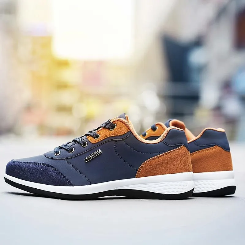 Spring Men Shoes New Lace-Up Man Fashion Microfiber Leather Men Casual Black White Outdoor Sneakers
