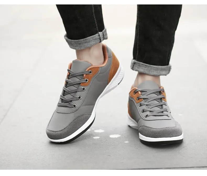 Spring Men Shoes New Lace-Up Man Fashion Microfiber Leather Men Casual Black White Outdoor Sneakers
