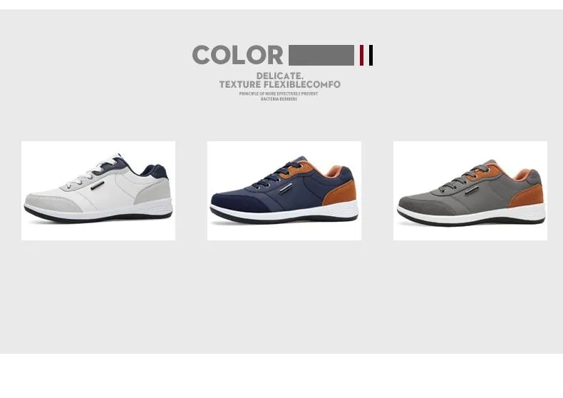 Spring Men Shoes New Lace-Up Man Fashion Microfiber Leather Men Casual Black White Outdoor Sneakers