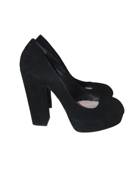 Suede Black Block Heels