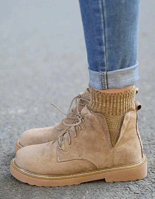 Suede Lace-up Winter Women's Ankle Boots