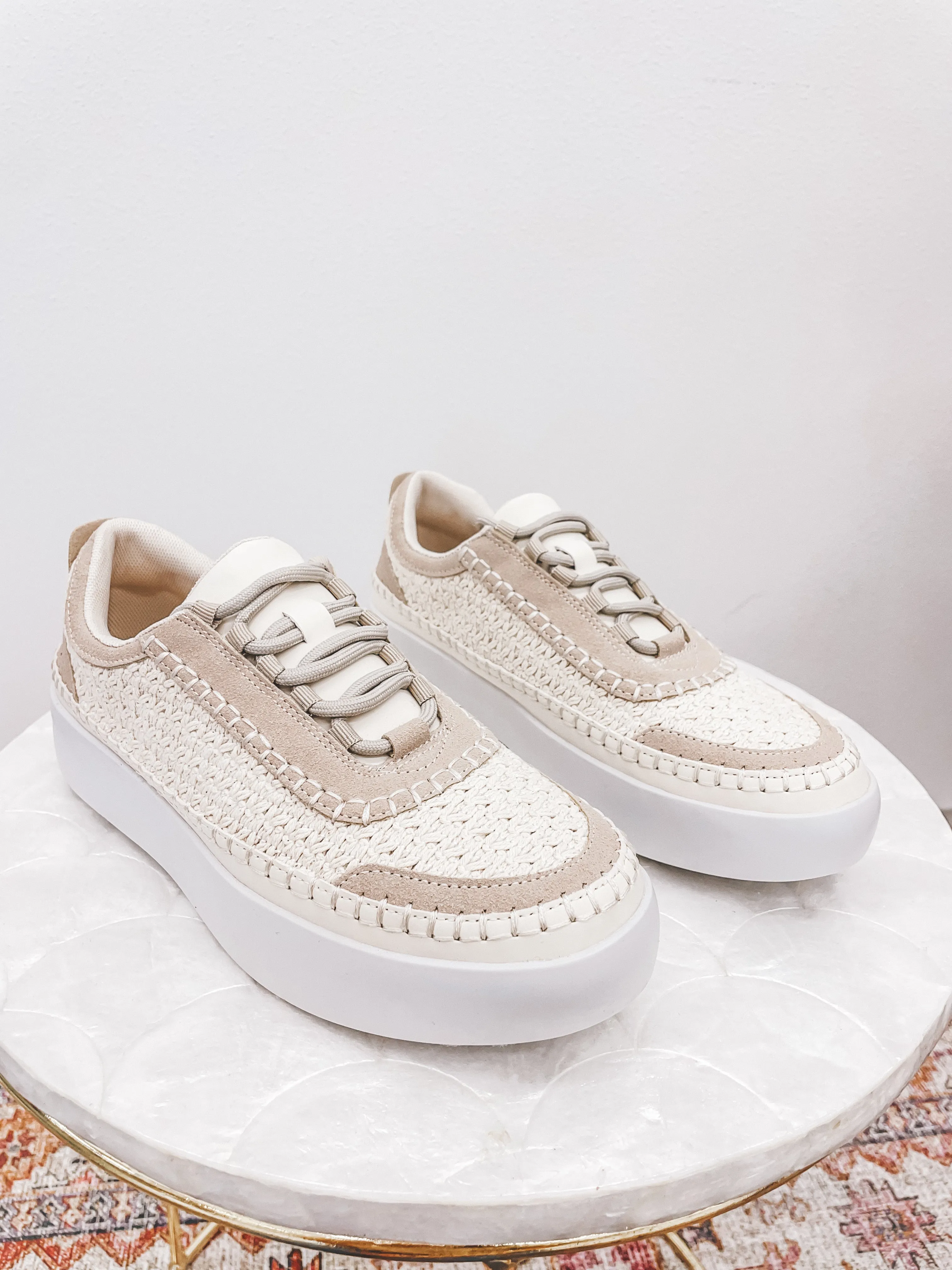 The Shauna Woven Sneakers Taupe/White 8, 8.5, 9
