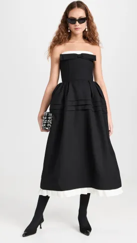 Tuck Flower Bud Long Dress
