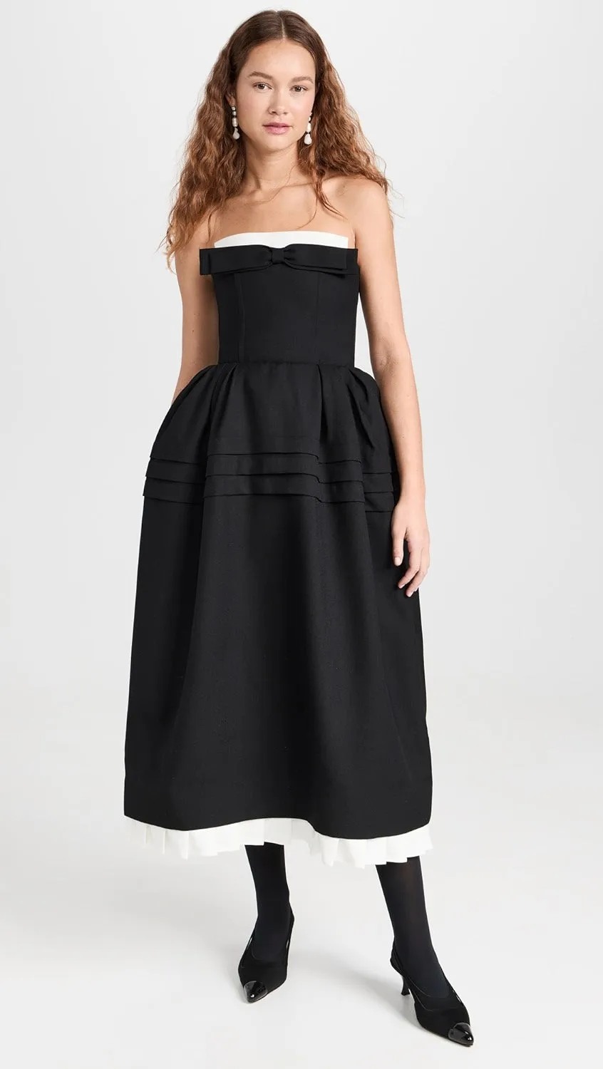 Tuck Flower Bud Long Dress