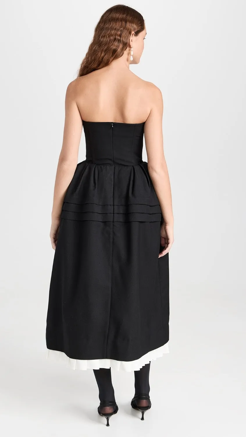 Tuck Flower Bud Long Dress