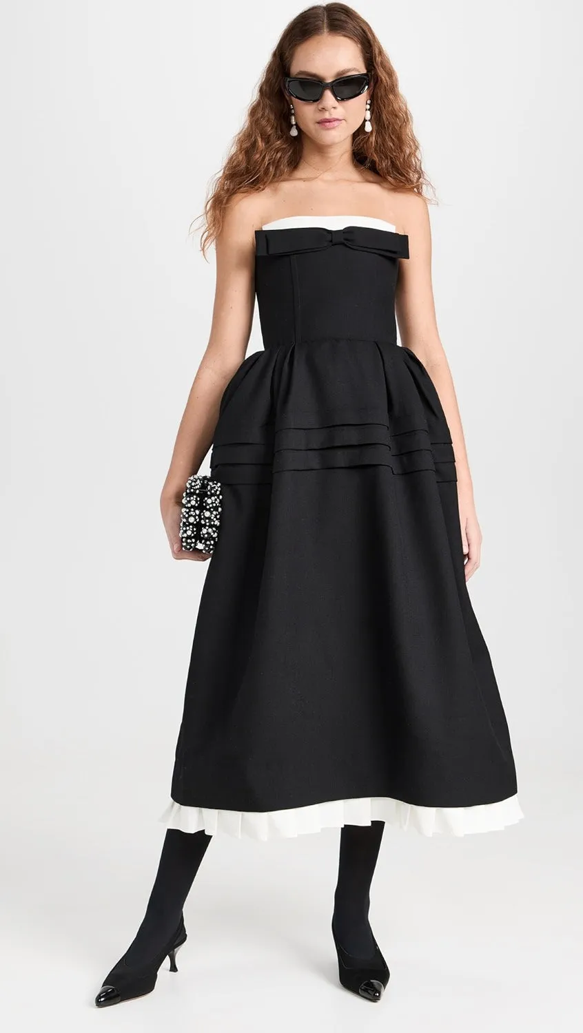 Tuck Flower Bud Long Dress