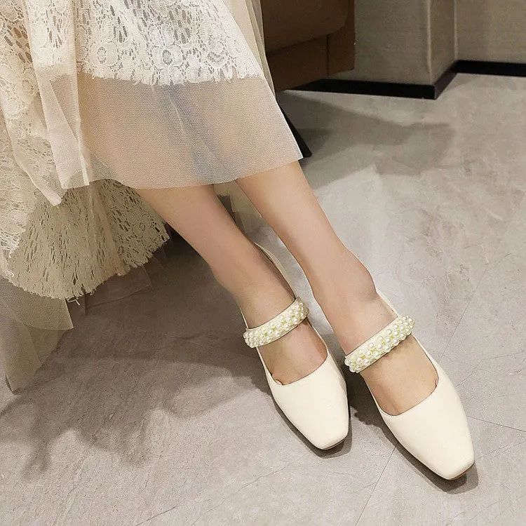 Women Faux Pearls High Heel Pumps